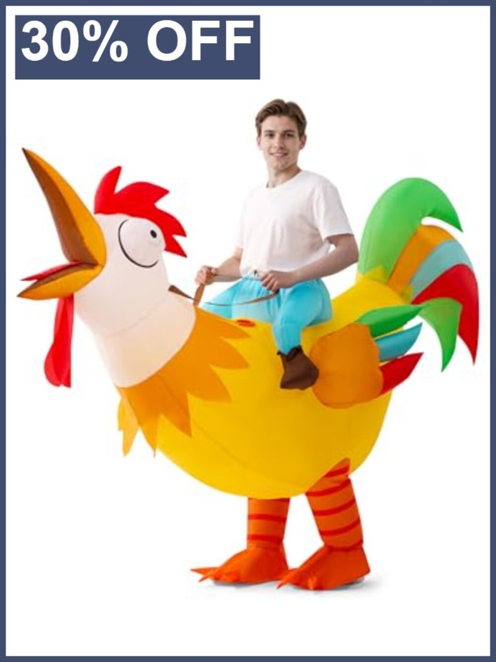 Adult Inflatable Rooster Costume Halloween Ride-On Blow Up Suit
